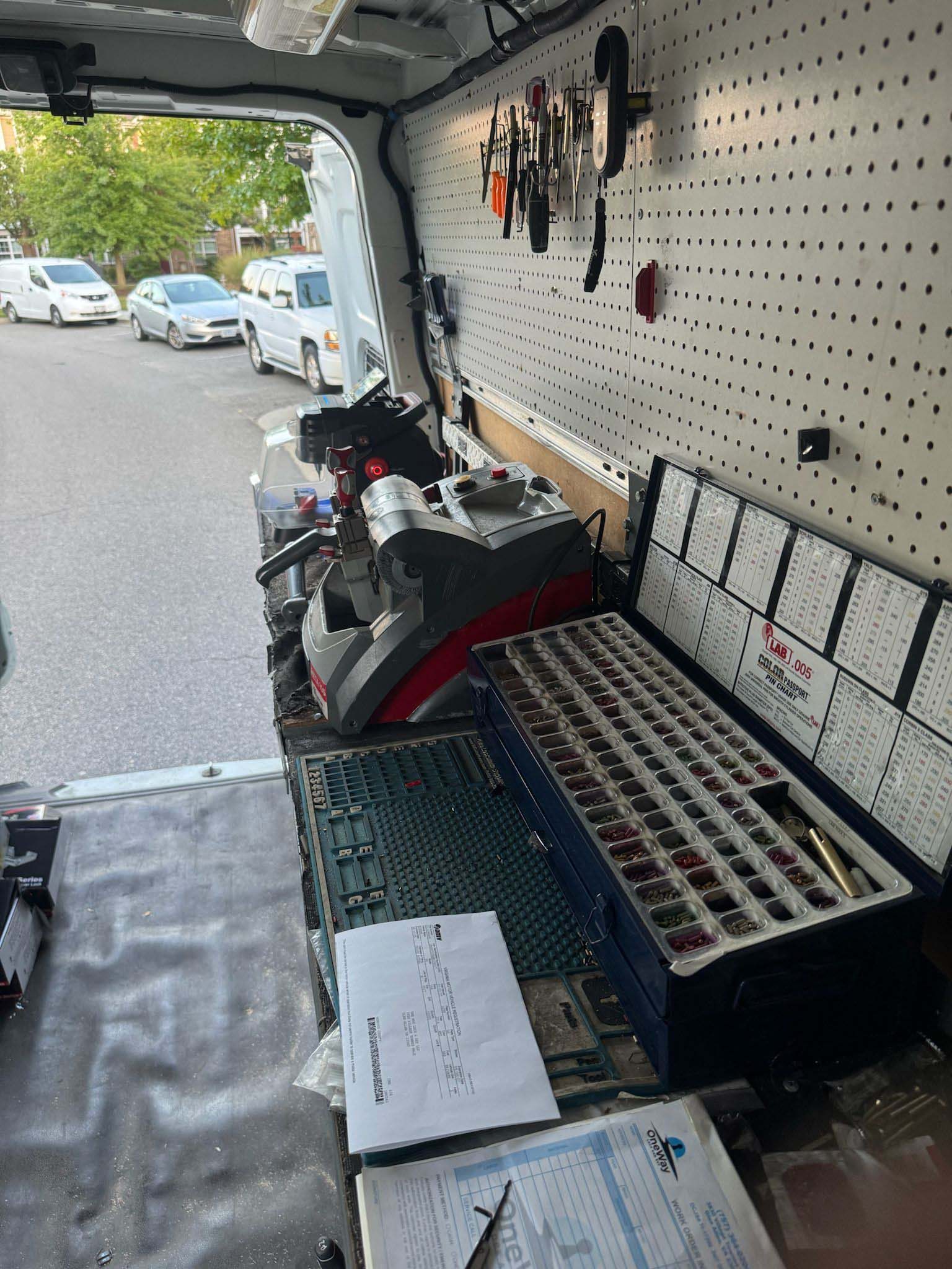Inside the One Way Lock and Key mobile workshop
