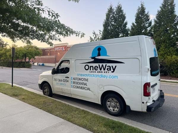 One Way Lock and Key mobile service van, on the way to a Richmond-area home
